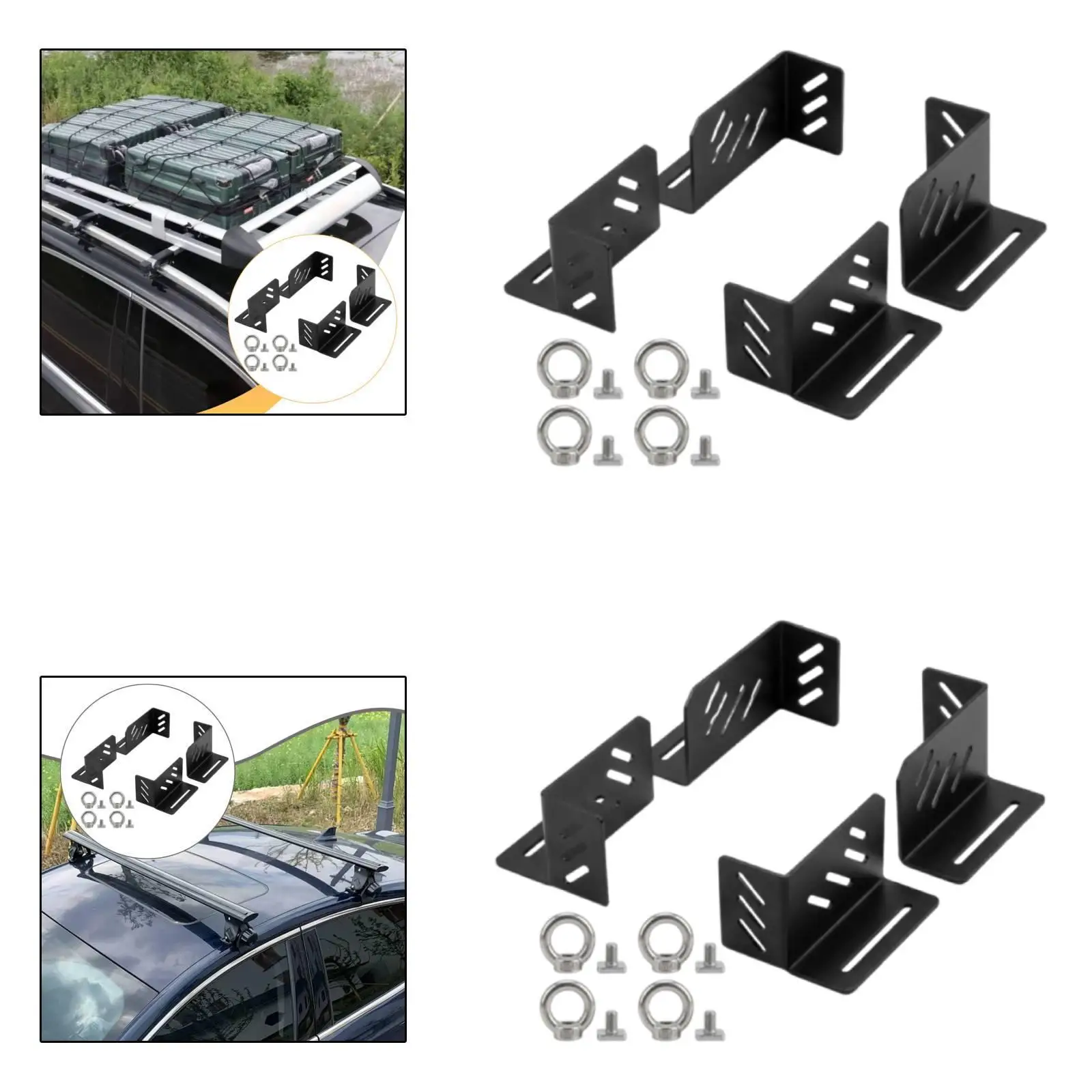 4 Pieces Roof Platform Securing Brackets with Loops for Overland and Camping Steel Construction Quick Detach Sturdy Accessories