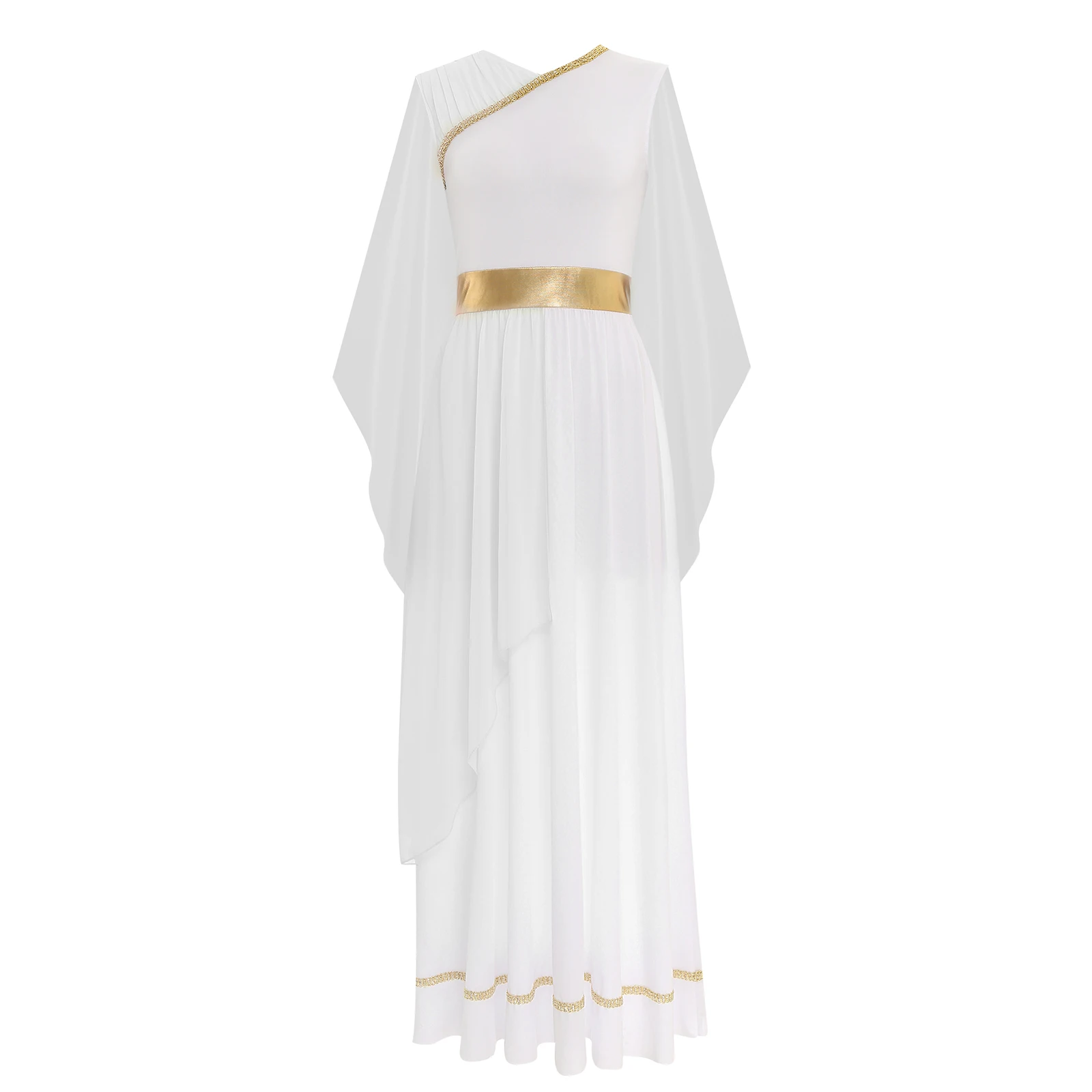 Donne Halloween Greek Deity Queen Athena Goddesses Costume Cosplay antico Chiffon romano Toga Dress chiesa coro culto Robe