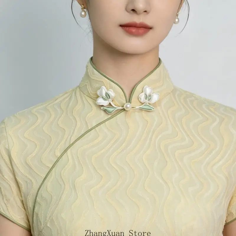 Nähknopf für traditionelle Outfits, handgefertigtes Blumenzweig-Qipao-Detail für DIY-Kleidungsreparaturen und – Detail 5