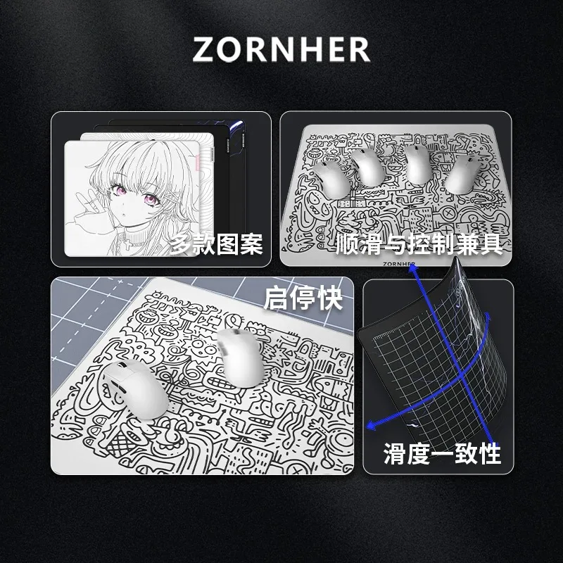 ZORNHER Lingkong E-Sports Mouse Pad Smooth Polyurethane Fine Surface Skin-Friendly Stylish Desk Mat for FPS Competitive Gaming