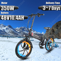 Electric Bike 350W Brushless Motor 48V10.4AH Lithium Battery City Trip E Bike 20-inch Tire Mountain Fold Snow Electric Bicycle
