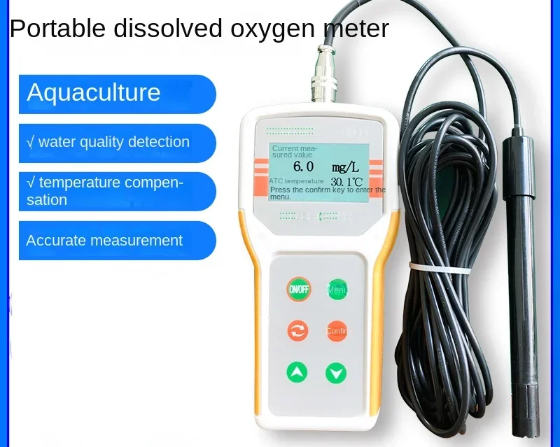 Portable Oxygen Dissolving Meter Aquaculture Oxygen Meter Fish Pond Oxygen Content Online Tester