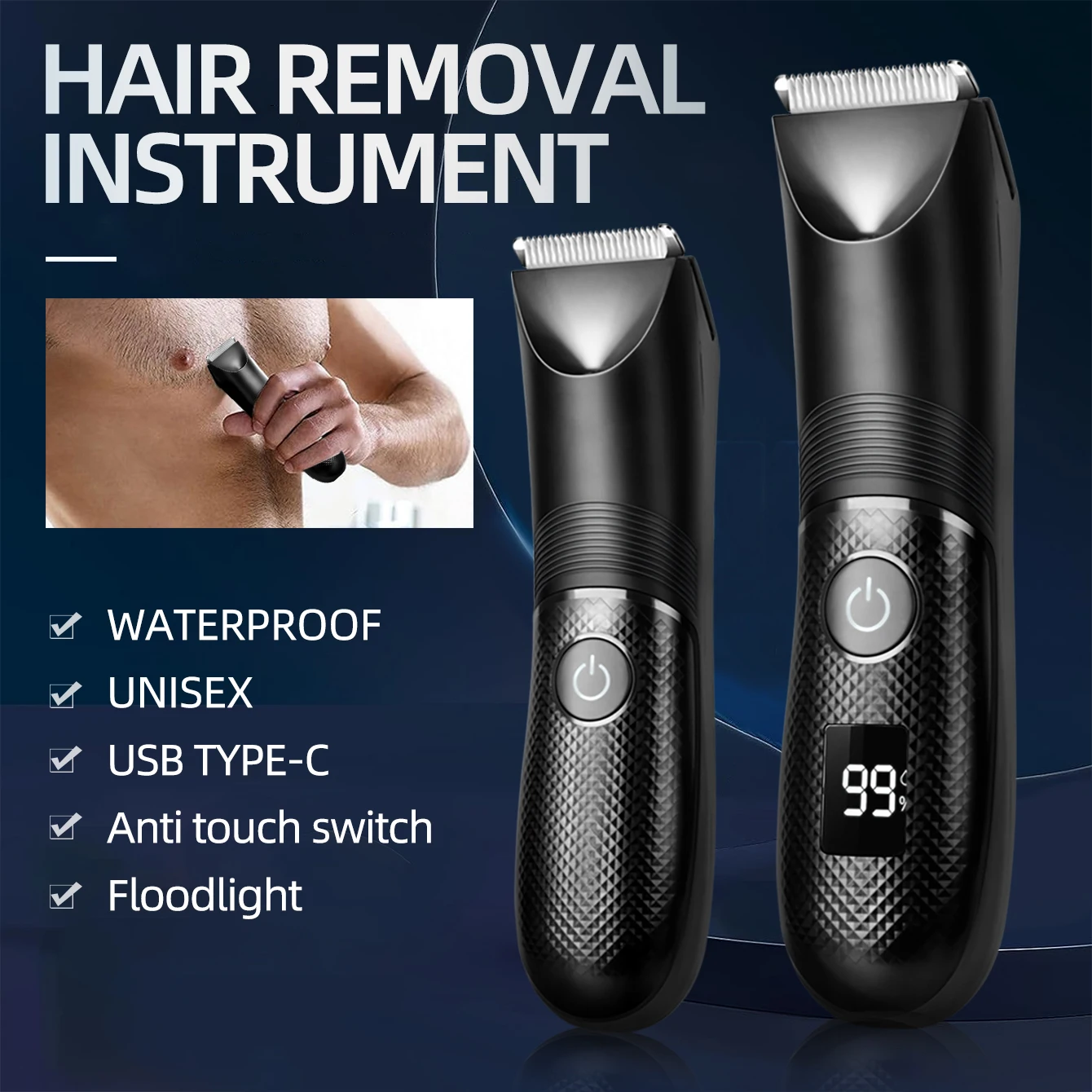 

KIKIDO KK-8106 2 in 1 Electric Shaver USB Charging Hair Trimmer Electric Rechargeable Body Professional Shaving Machine Battery