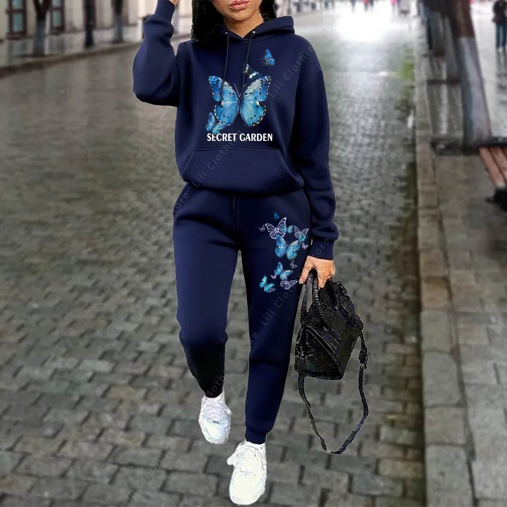 Autumn Winter Women Tracksuit Hoodies Pants Two Piece Sweatshirt Sweatpant Jogging Sports Suit Outfits Woman Clothing Aesthetic