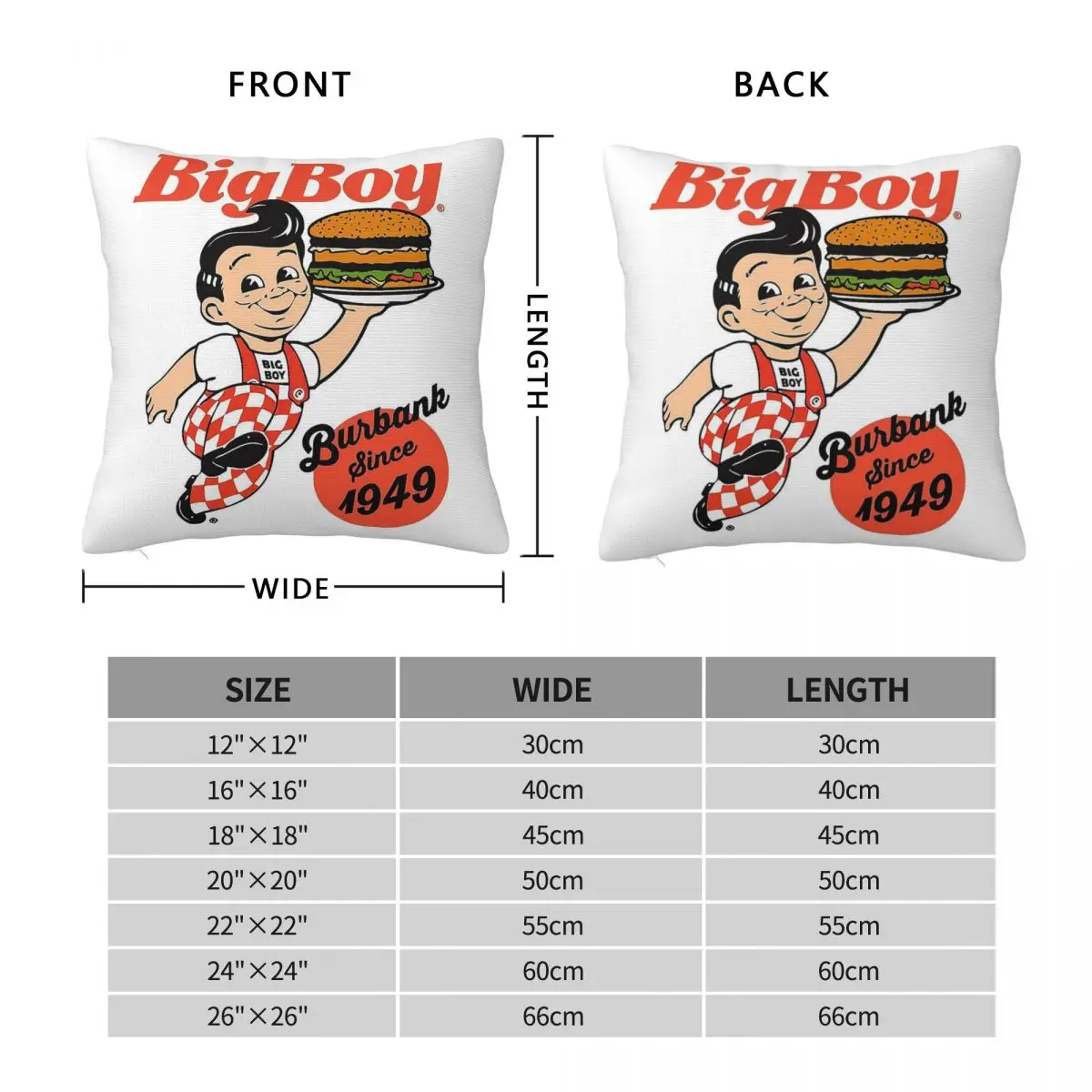 Bob's Big Boy Burger Square Pillowcase Polyester Linen Velvet Pattern Zip Decorative Pillow Case Home Cushion Cover