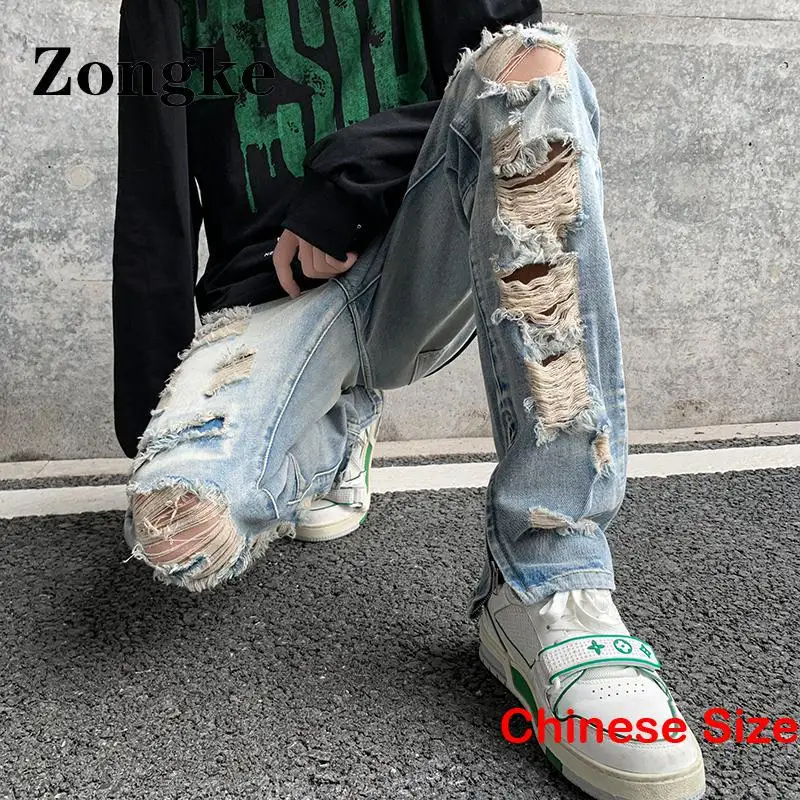 Ripped Skinny Jeans For Men Clothings Cargo Pants Mens Jeans Slim Street Wear Chinese Size 2XL 2024 Spring New Arrivals