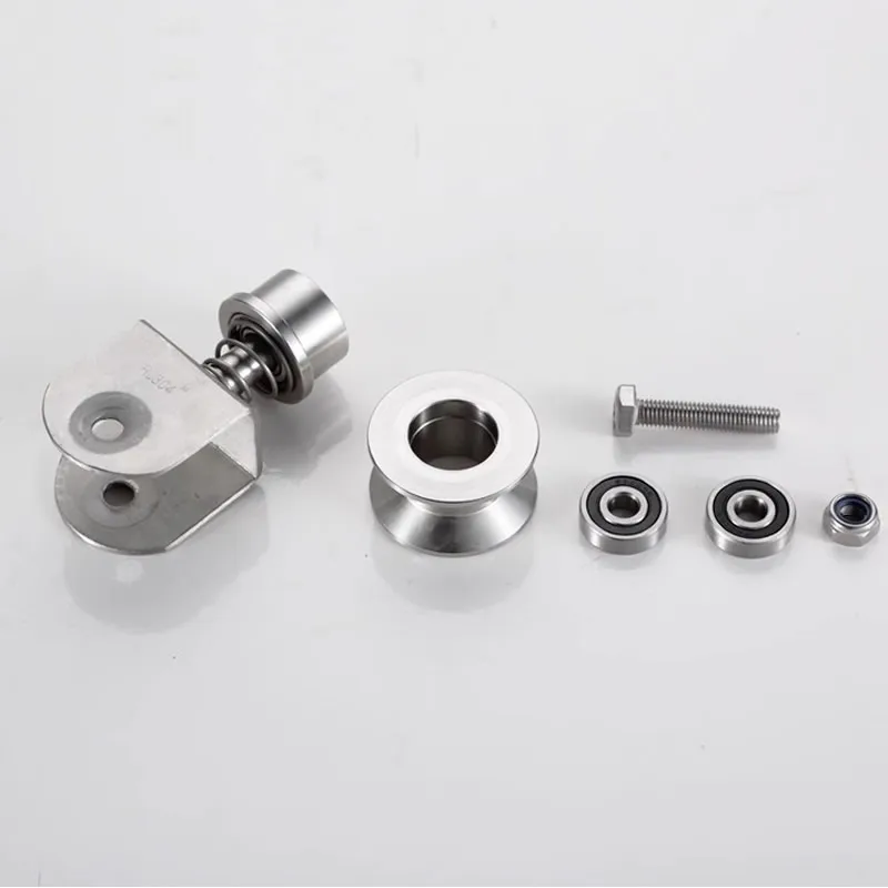 304 stainless steel rotating universal groove wheel spring shock absorption Courtyard mobile gate rail wheel U/V/H slot pulley