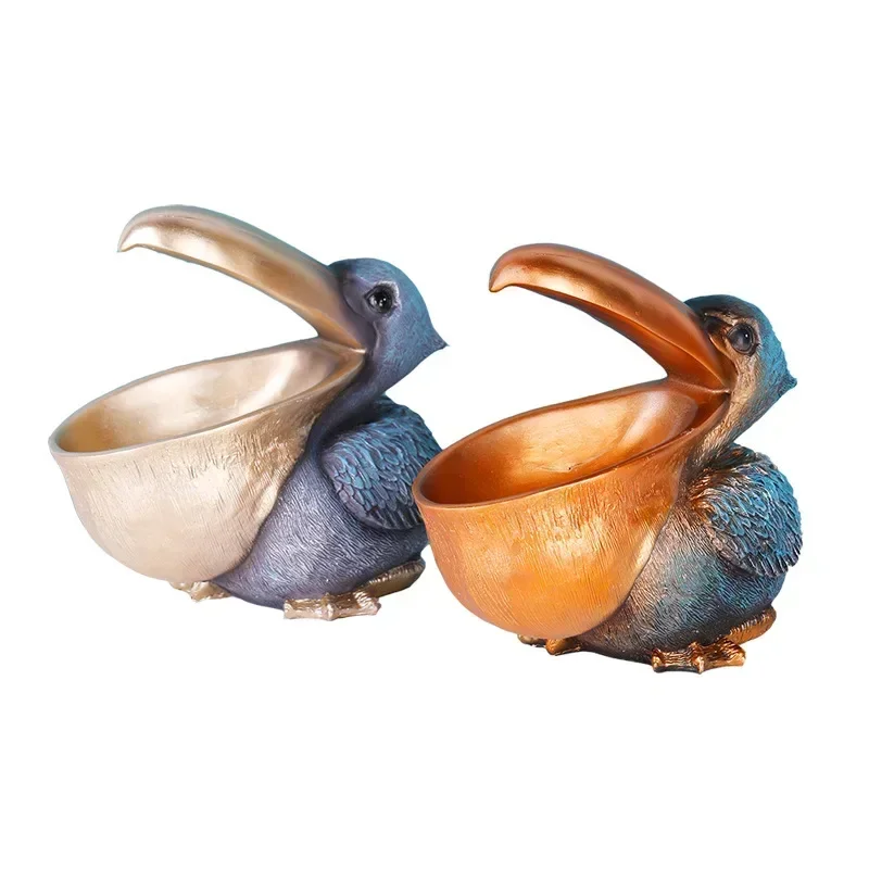 

Pelican Statue Home Decor Resin Animal Sculpture Key Candy Container Home Decoration Accessories Storage Desk Decor Living Room