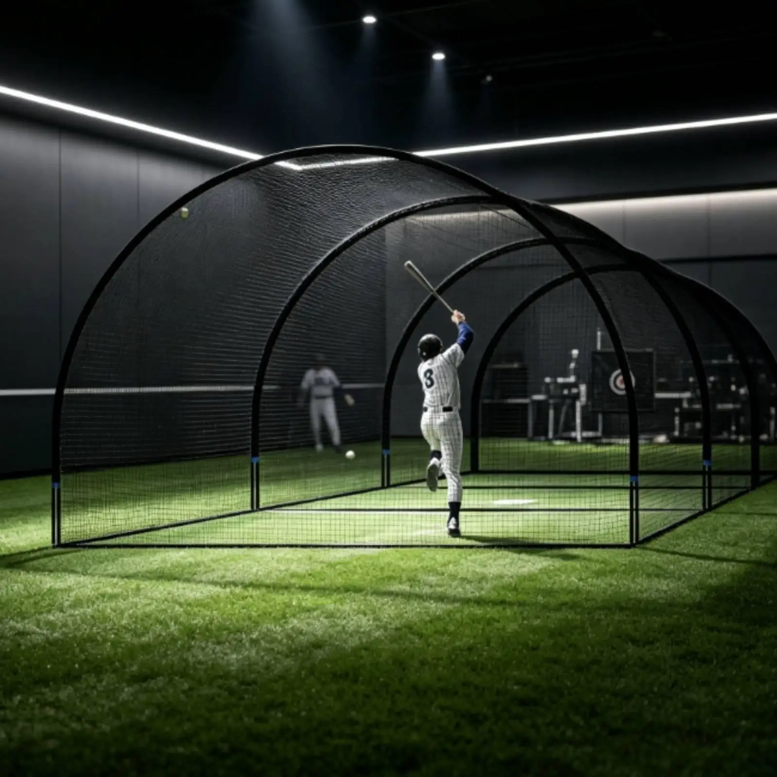 Baseball Training Cage Portable Batting Net for Softball with Secure Anchoring Stakes and Durable Polyester Mesh