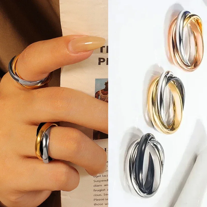 S925  silver high quality  classic trinity ring simple fashion luxury banquet couple jewelry