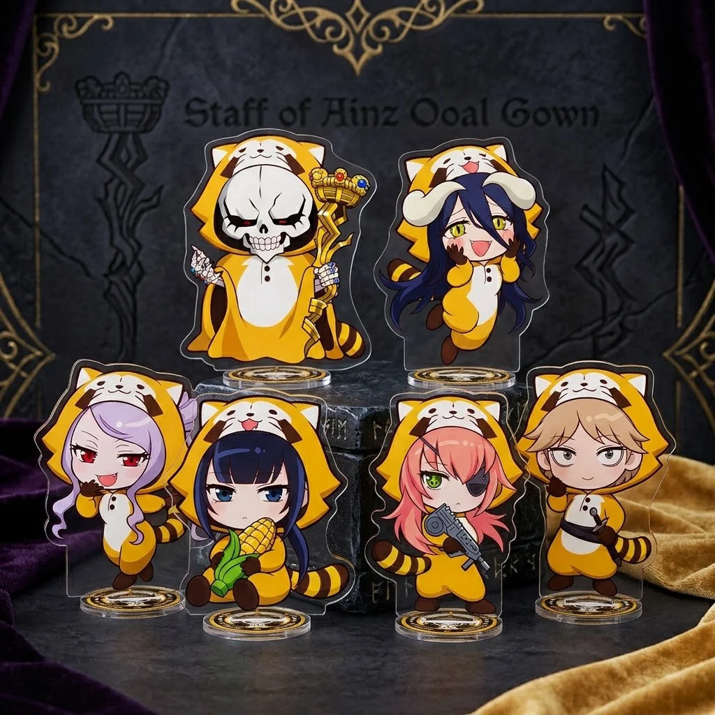 Anime OVERLORD Acrylic Stand Keychain 10CM Q Version Ainz Ooal Gown Albedo Cartoon Character Table Decor Fans Collection