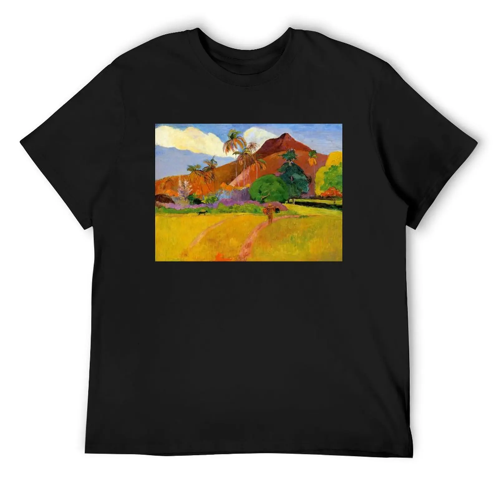 Mountains in Tahiti' - Paul Gauguin T-Shirt korean fashion blue archive t shirt men 100℅ cotton