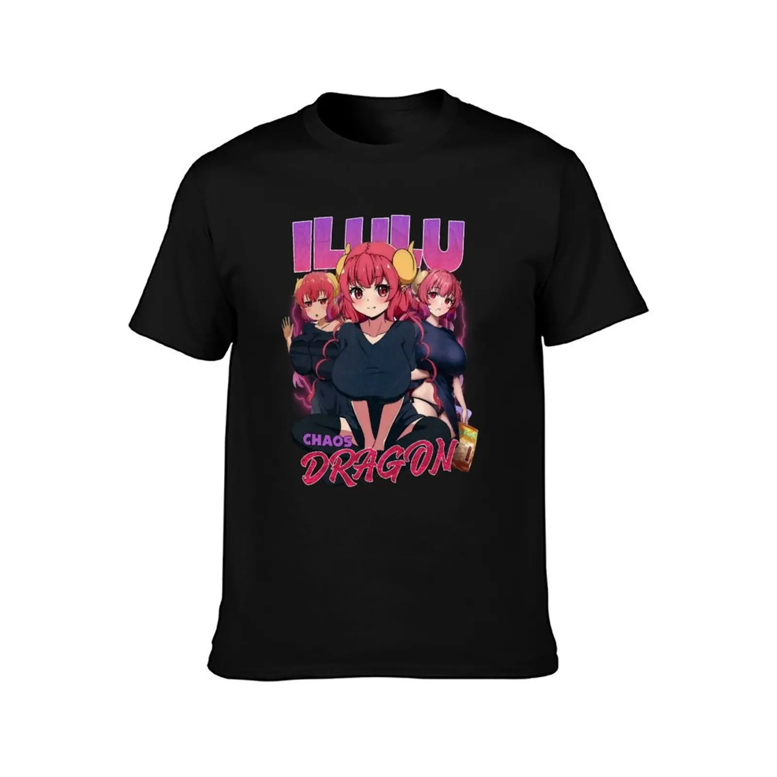 Miss Kobayashi's Dragon Maid Ilulu Vintage Bootleg Design T-Shirt Sporty Breathable Short Sleeve T-Shirt