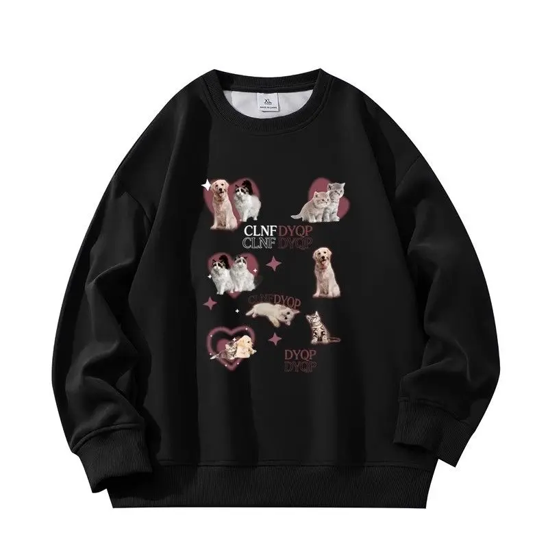 Addensare cotone caldo inverno o-collo felpe Cute Cat Kitten Cartoon felpa donna Kawaii vestiti Harajuku coppie allentate Casual