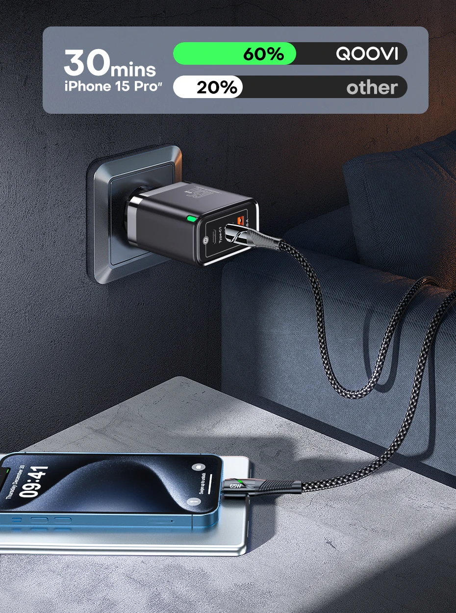 QOOVI fast charging for compatible smartphones