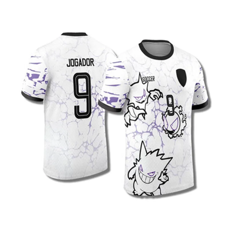 سويت شيرت رجالي مشهور وممتاز وعالي الجودة بطباعة ثلاثية الأبعاد باللونين الأرجواني والأسود لفريق Gengar التذكاري الخاص لكرة القدم.