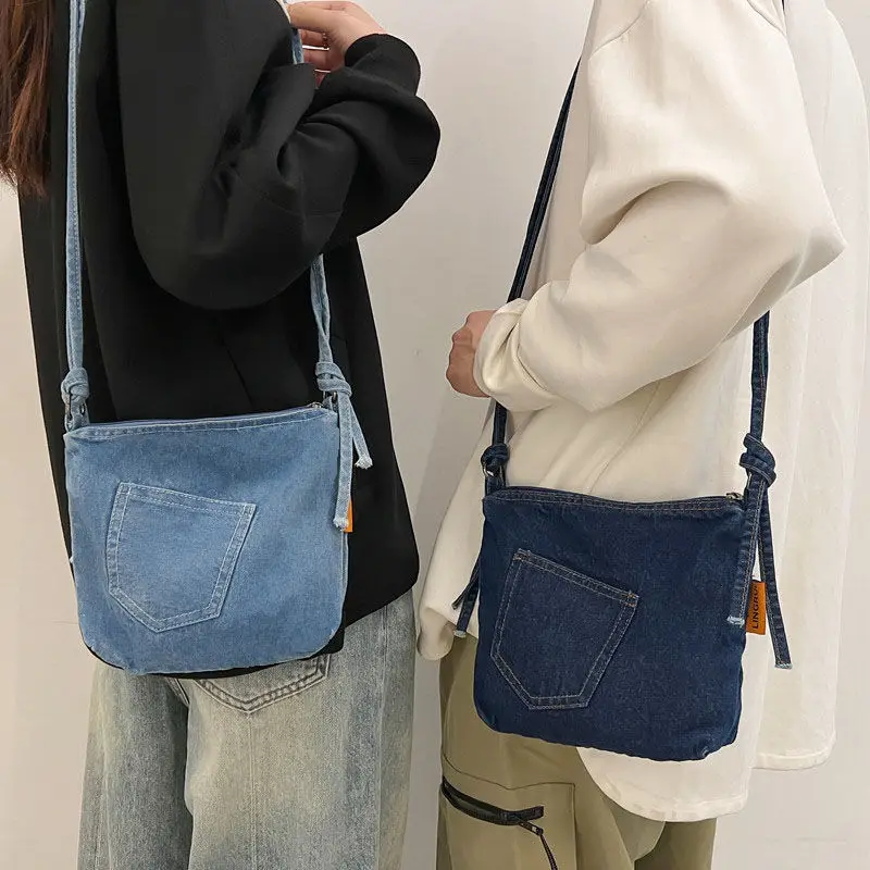 Lazy Style Denim For Women, Simple Color Combination Vegetable Basket, Bucket B, Casual And Versatile One Shoulder Crossbody