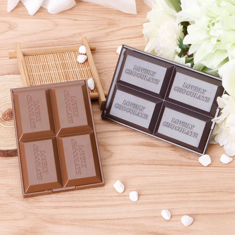 Cute Chocolate Cookie Shaped Square Pocket Mirror Mini Foldable Makeup R3MF