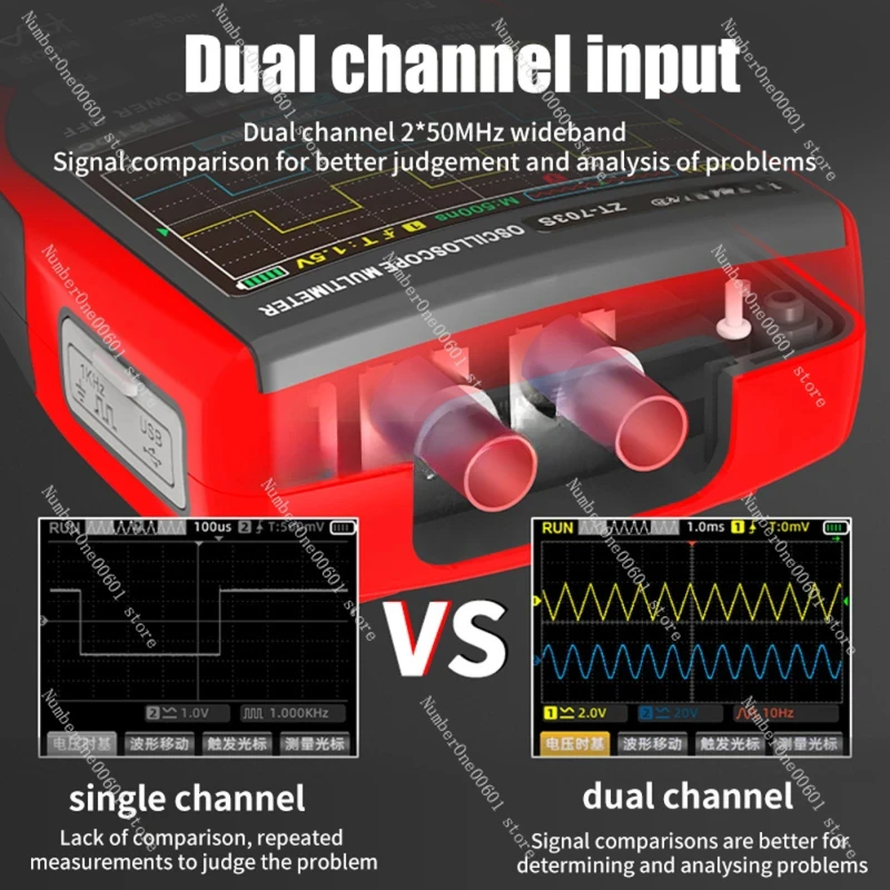 Per ZT703S 3 in 1 multimetro digitale 50MHz larghezza di banda 280MS Rate PC Waveform Data Storage Dual oscilloscopio generatore di segnale