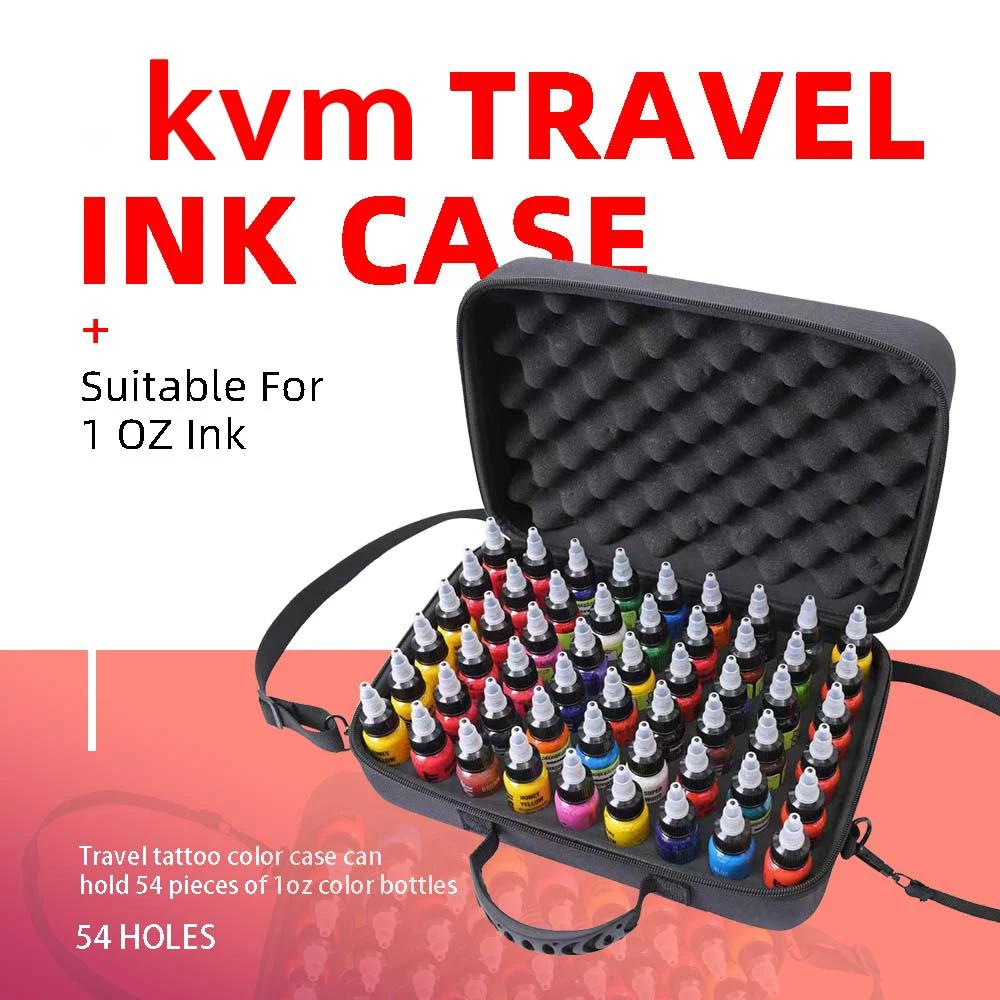 

KVM Tattoo ink Suitcase Tattoo Drawing Inks Travel Case Holds 54pcs 1oz tattoo Ink PU memory foam Storage Case for storage