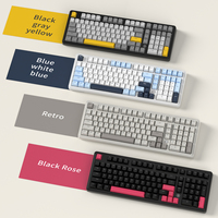 Ajazz Ak980 Mechanical Keyboard Wired 101keys Color Blocked Keycaps Hot Plug Gaming Keyboard Light Sound Axis Body