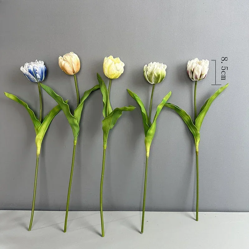 Simulation Parrot Tulips Branches PU Fake Flowers Holiday Party Decorative Artificial Tulip White Green Flower Hall Decoration