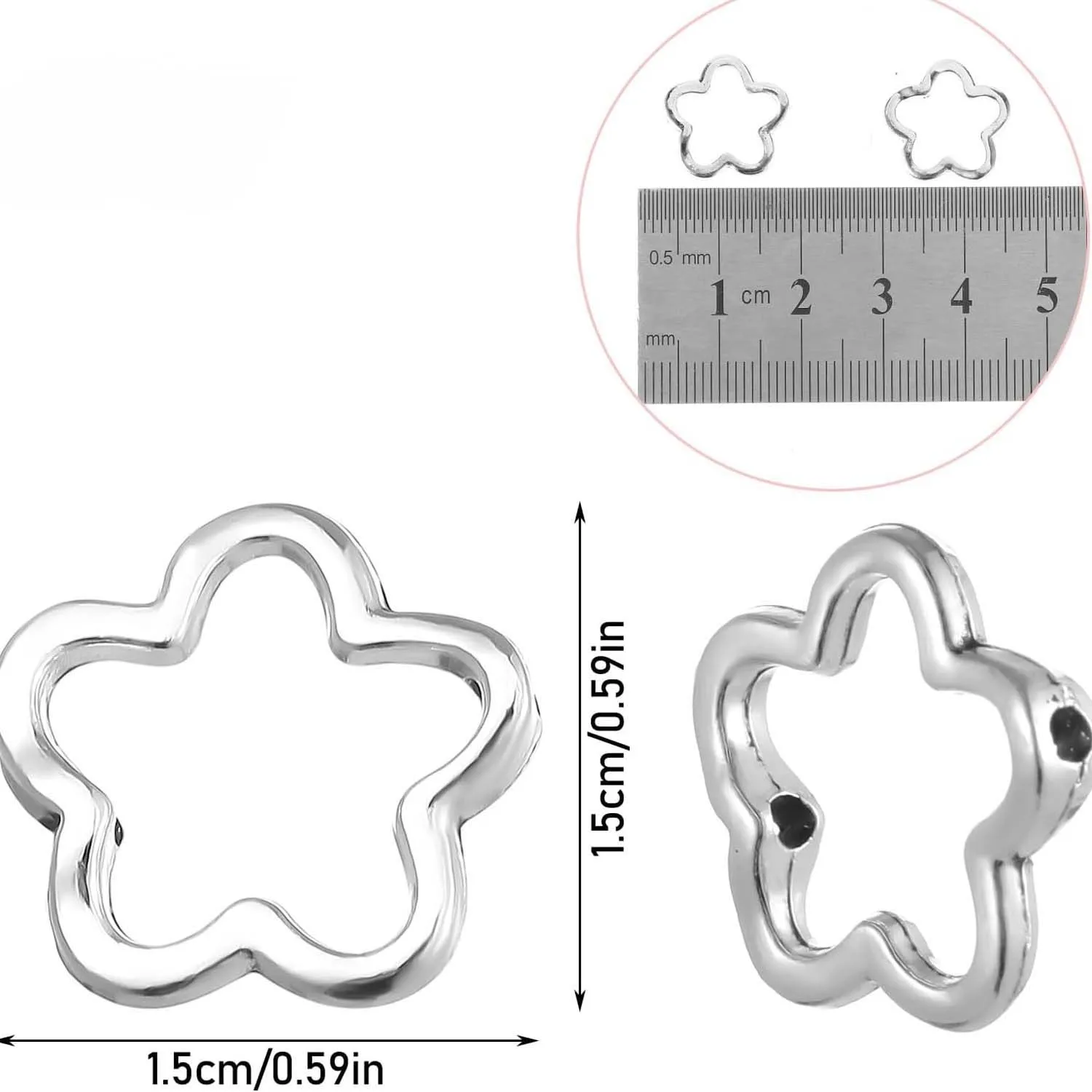 20pcs Beaded Frame Beads Spacer Bead Connectors, Heart Four Leaf Clover Spacer Beads for DIY Jewelry Making Accessories