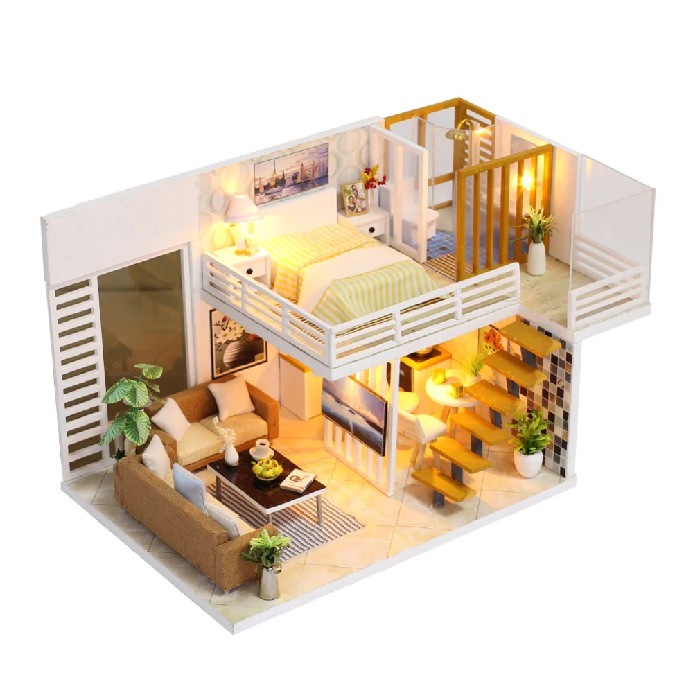 

Wooden DollHouse with Accessories, Diy Miniature House, Assemble Casa, Birthday Gift, for Teens, Gilrs, Adults