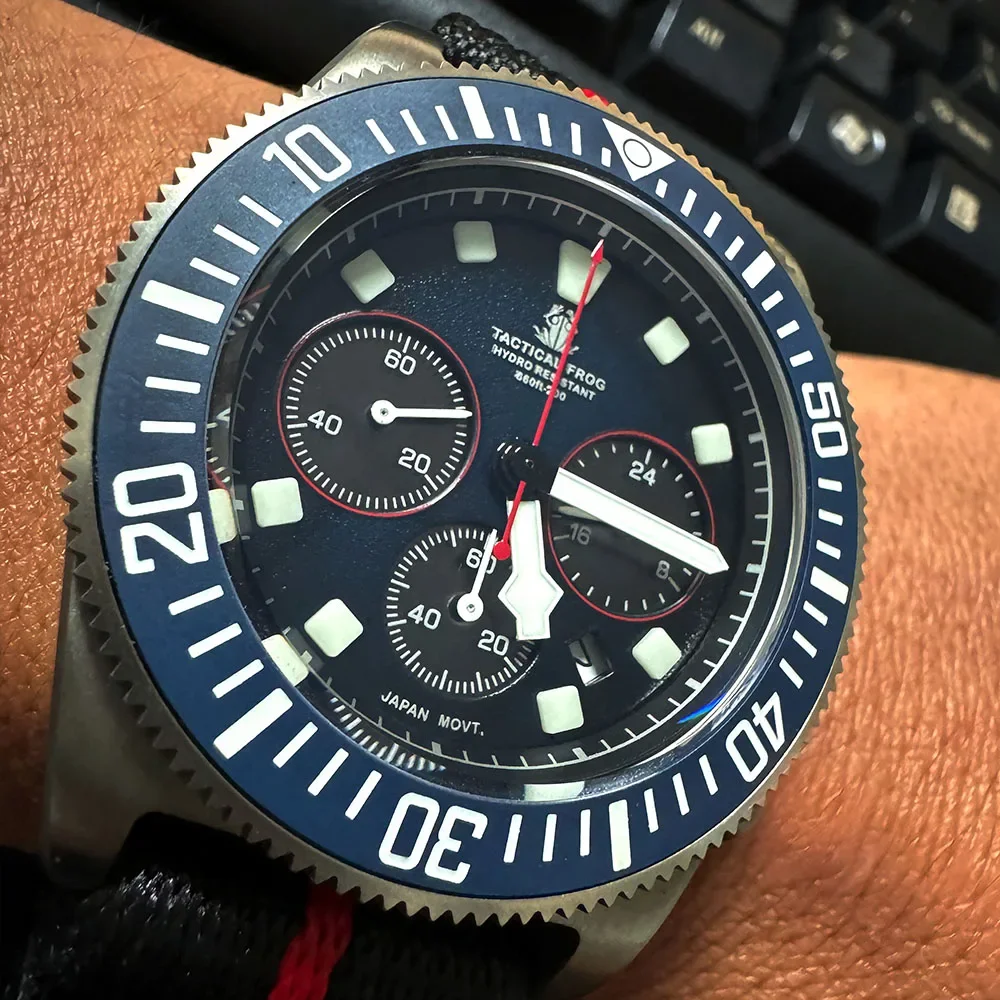 Reloj de pulsera táctico de rana de titanio FXD eco-drive Panda, cronógrafo de 200M, resistente al agua, superluminoso, para buceo, envío directo