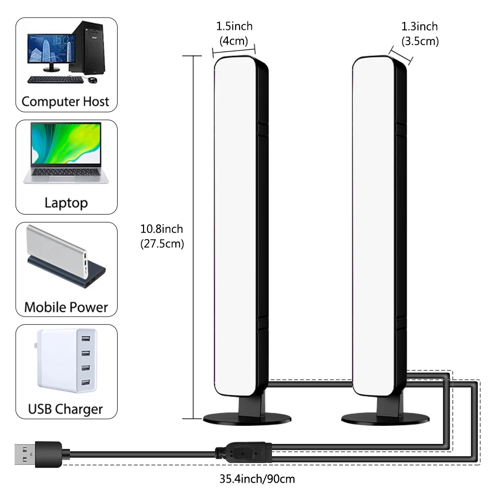 Inteligente rgb led luz atmosfera de mesa lâmpada usb dc5v 24 chave controle remoto música ritmo para computador jogos desktop decoração do quarto