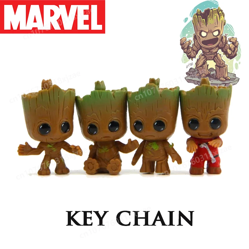 

Disney Groot Keyring Superheros Cute Cartoon Figure Car Pendants Jewelry Accessories Keychain Decoration Kid Toys Birthday Gifts