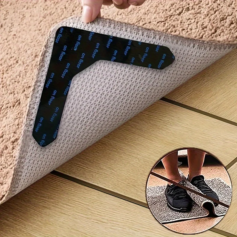 4/8/16/24Pcs Non Slip Rug Gripper Carpet Tape Corner Anti Slip Mat Stickers Reusable Washable Rug Pad Fixing Tape