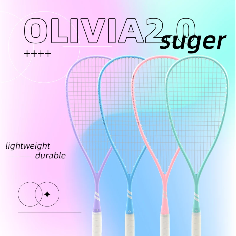 Olivia2.0 100% Full Carbon Fiber Squash Racquet Ultralight Elite Performance 14x18 String Pattern Professional Tournament