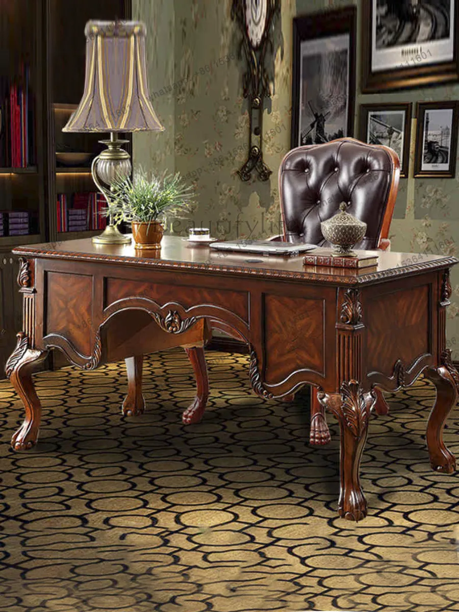 XX European-style solid wood desk, American desk, study computer office desk