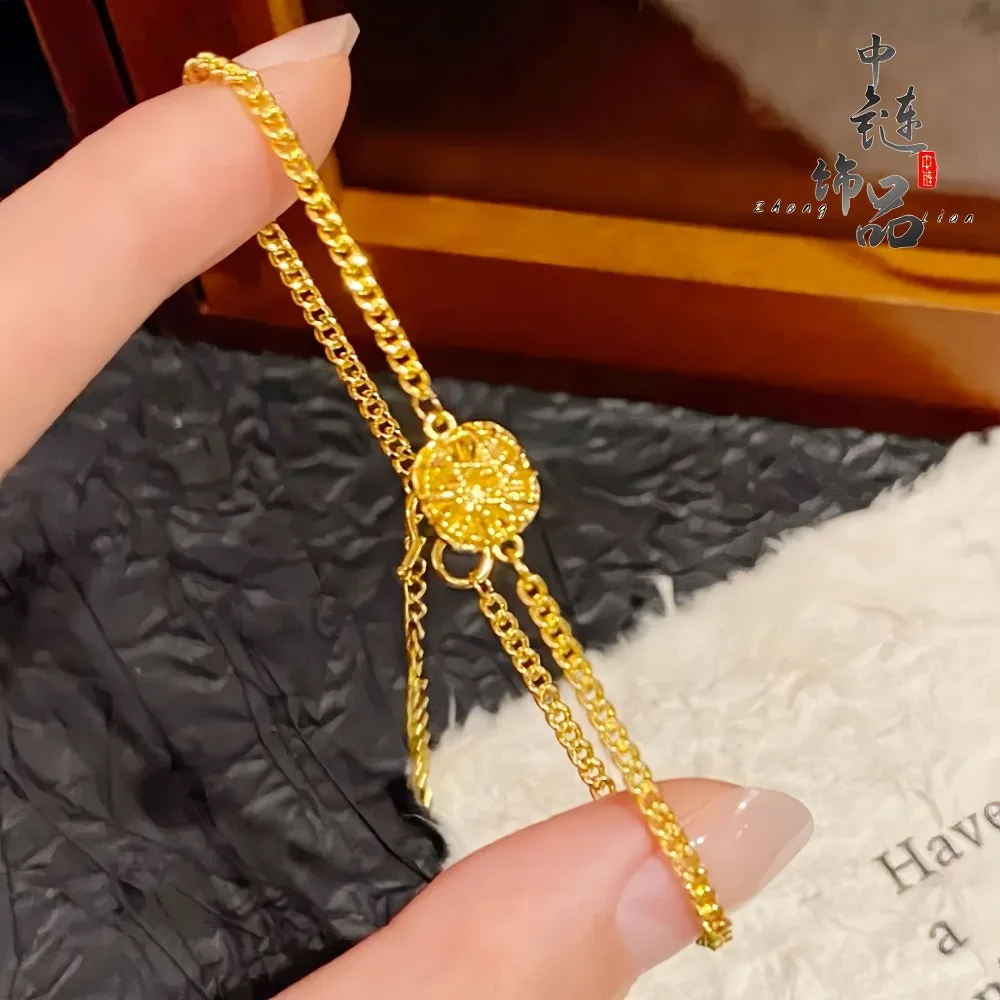 Pop flash silk small sugar cube bracelet light luxury 9999gold