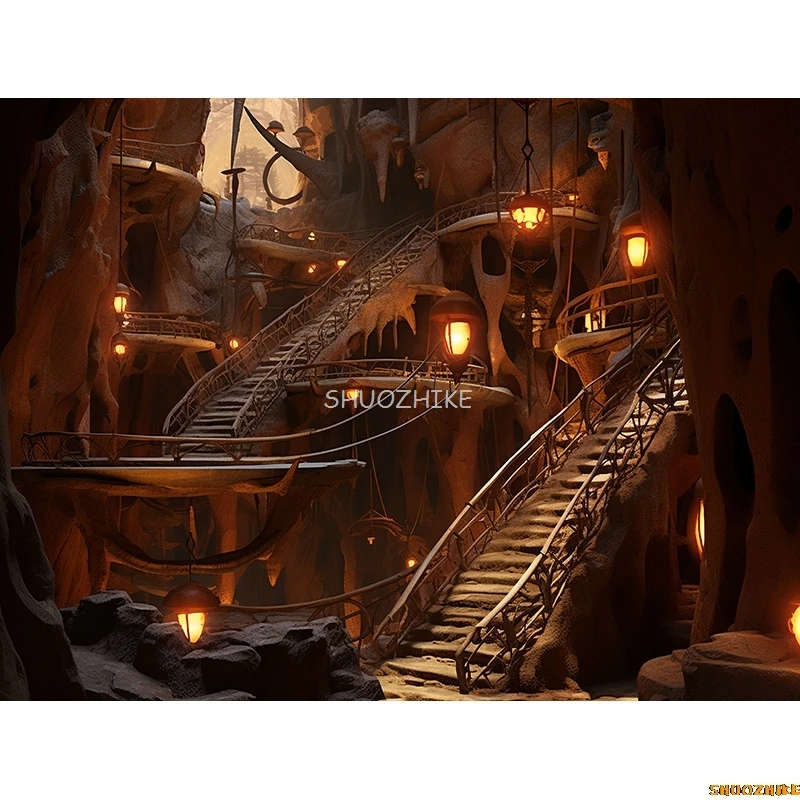 Antique library Old Tavern Barista Coffee Shop Bar Photography Backdrop Warm Medieval Inn Fantasy Photo Studio Background JG-03