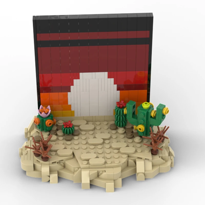 

378 шт., западный пустынный закат MOC, сделай сам, вертикальный дисплей, строительные блоки, модель, креативный подарок