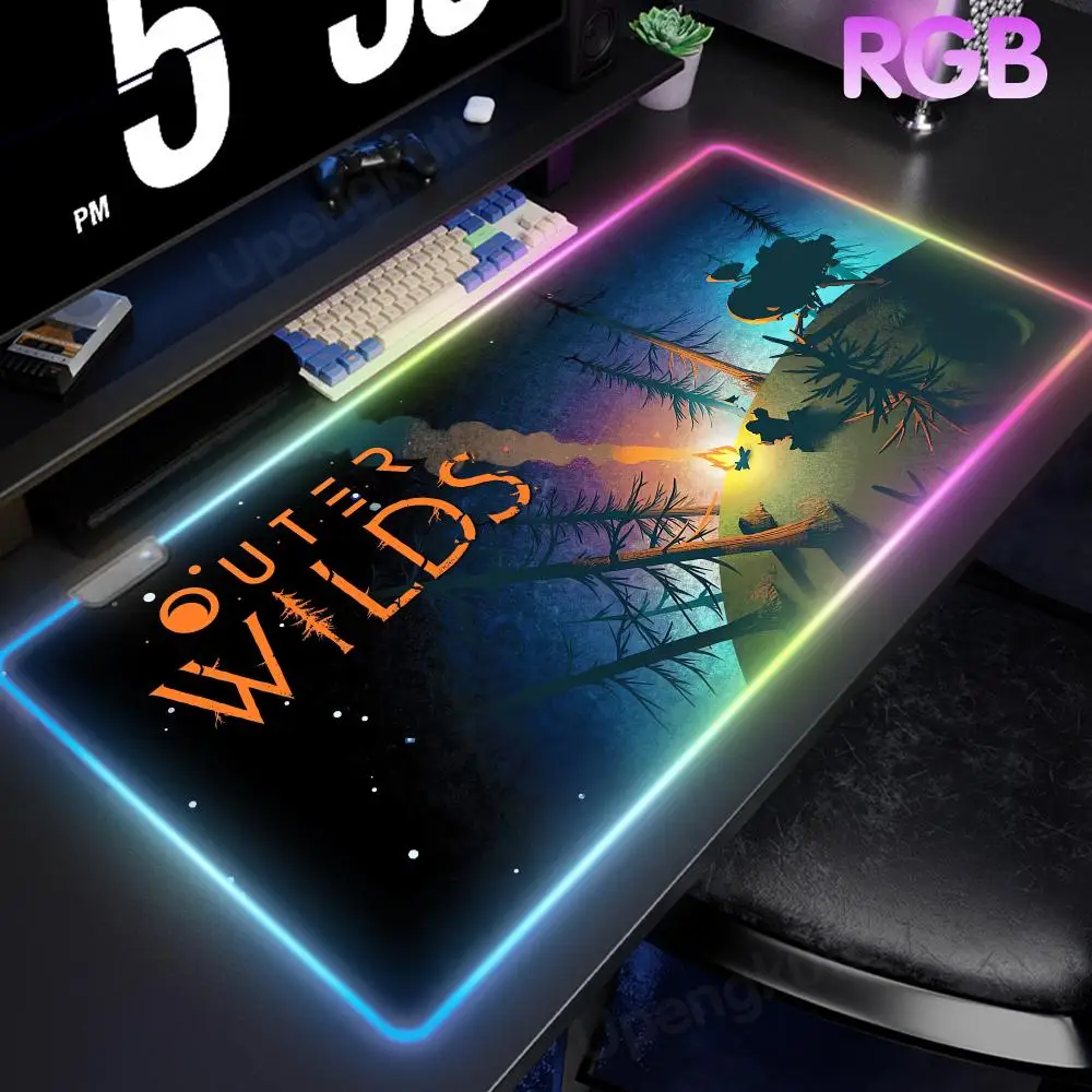 Outer Wilds Mauspad Mouse High Definition Printing Pad Gaming Mouse Pad RGB Mouse Pad LED Large Gamer Luminous Desk Mat