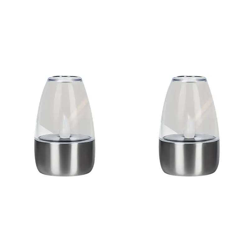 2PCS Rechargeable LED Solar Candles Light Flameless For Wedding Party Garden Decoration Outdoor Waterproof Lamp