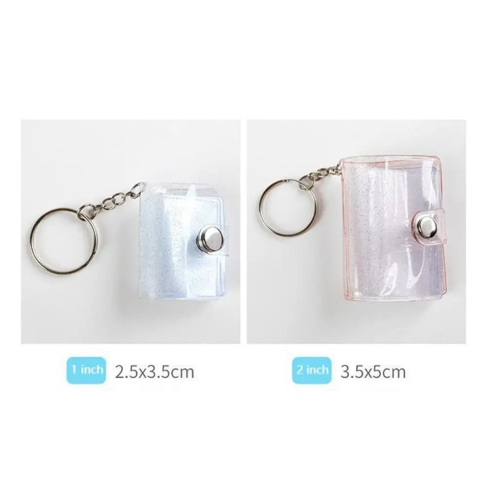 1/2inch Photo Album Keychain Laser Mini 16/20 Slots Cute Card Holder Storage Card Book Portable ID Photo Storage Album Pendant