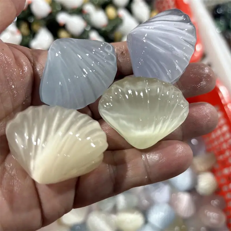 

4PCS Natural Colored Selenite Shell Carving Statue Healing Fengshui Sculpture For Decoration Holiday Gift 1pcs