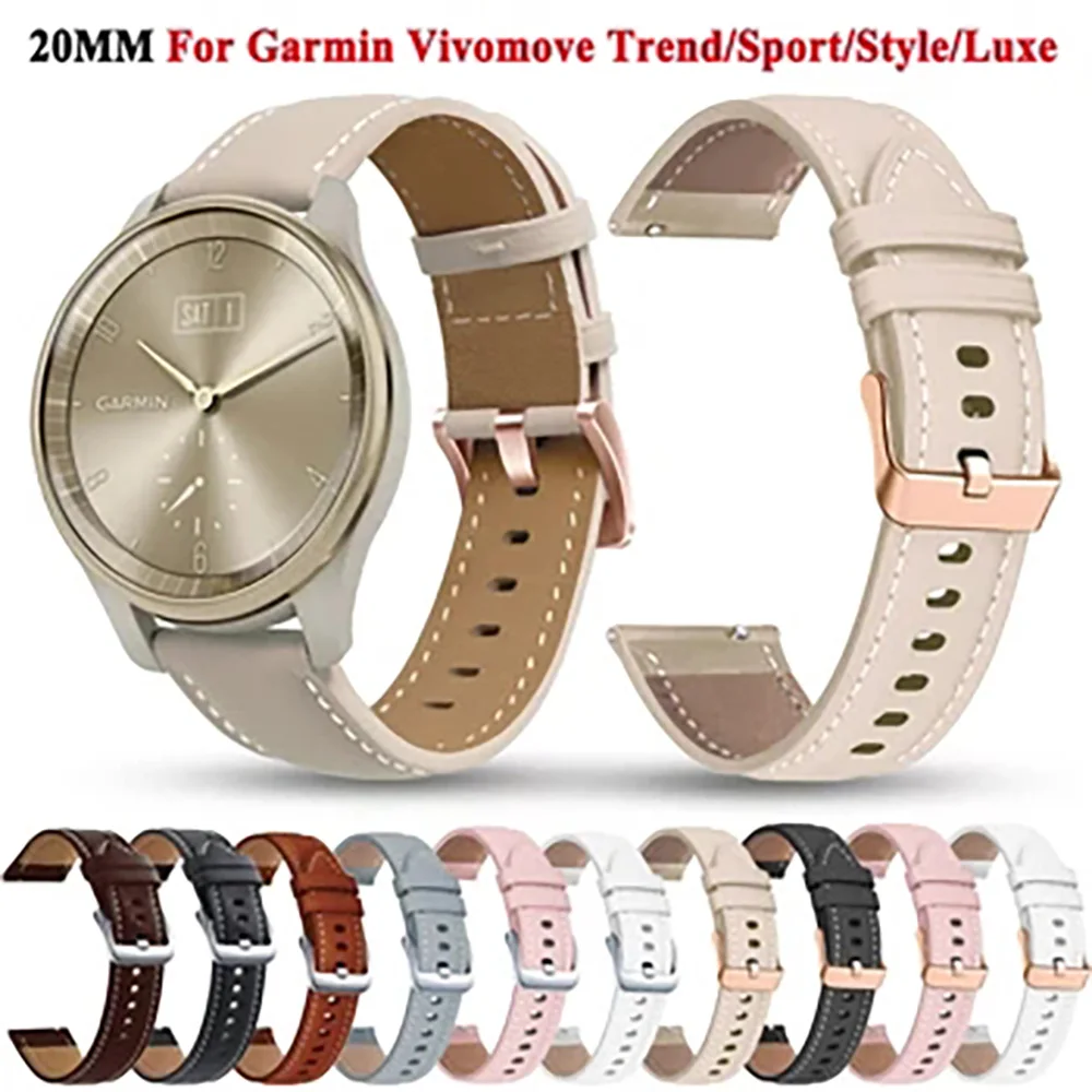 20mm 18mm Watchband Bracelet For Garmin Venu 3S 2S Vivoactive 4S 3S Rey Active S Sport PU Leather SmartWatch Band Wrist Straps