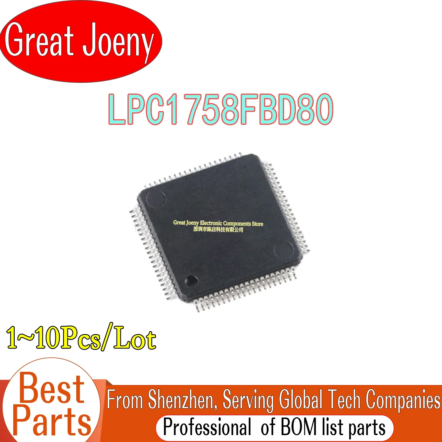 

(1-10 Piece)100% New LPC1758 LPC1758FBD80 LPC1758FBD IC MCU Chipset LQFP-80 Bulk Best Price