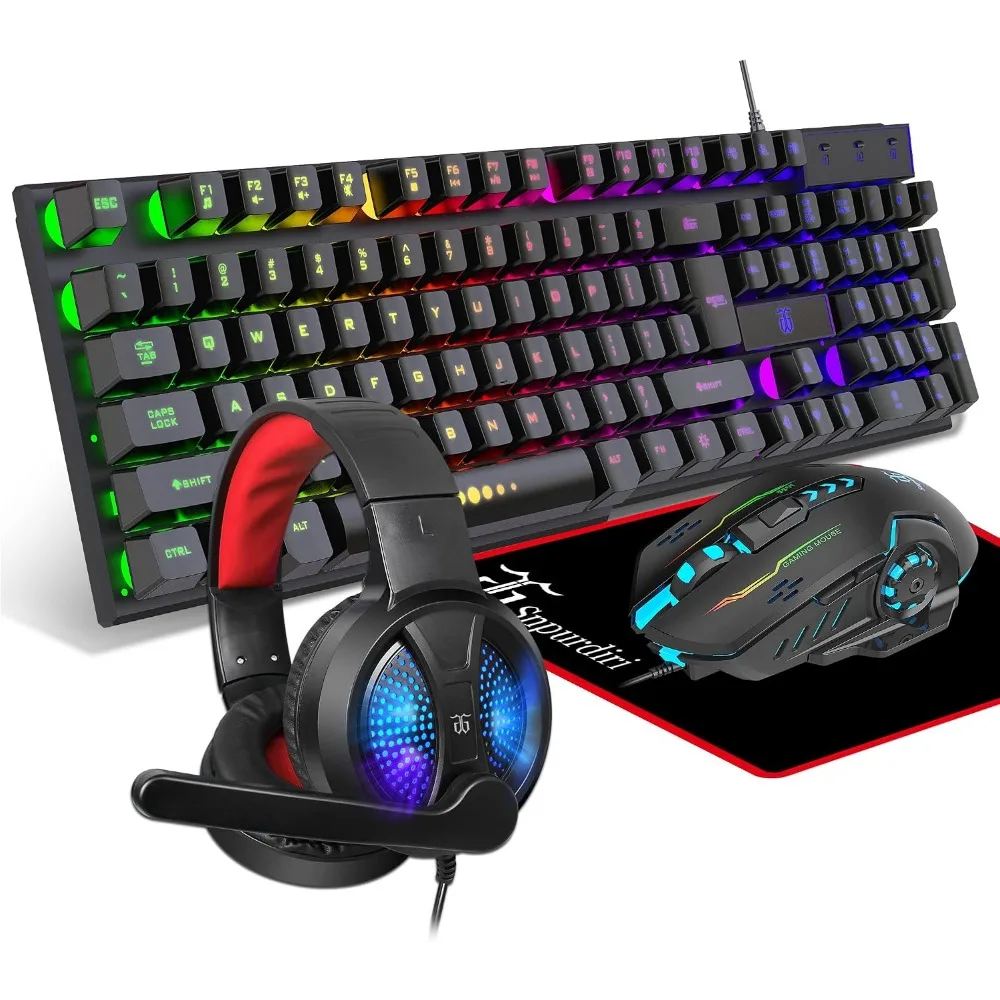 Essential PC Gaming Gear: Keyboard, Mouse, Headphones Set for Gamers