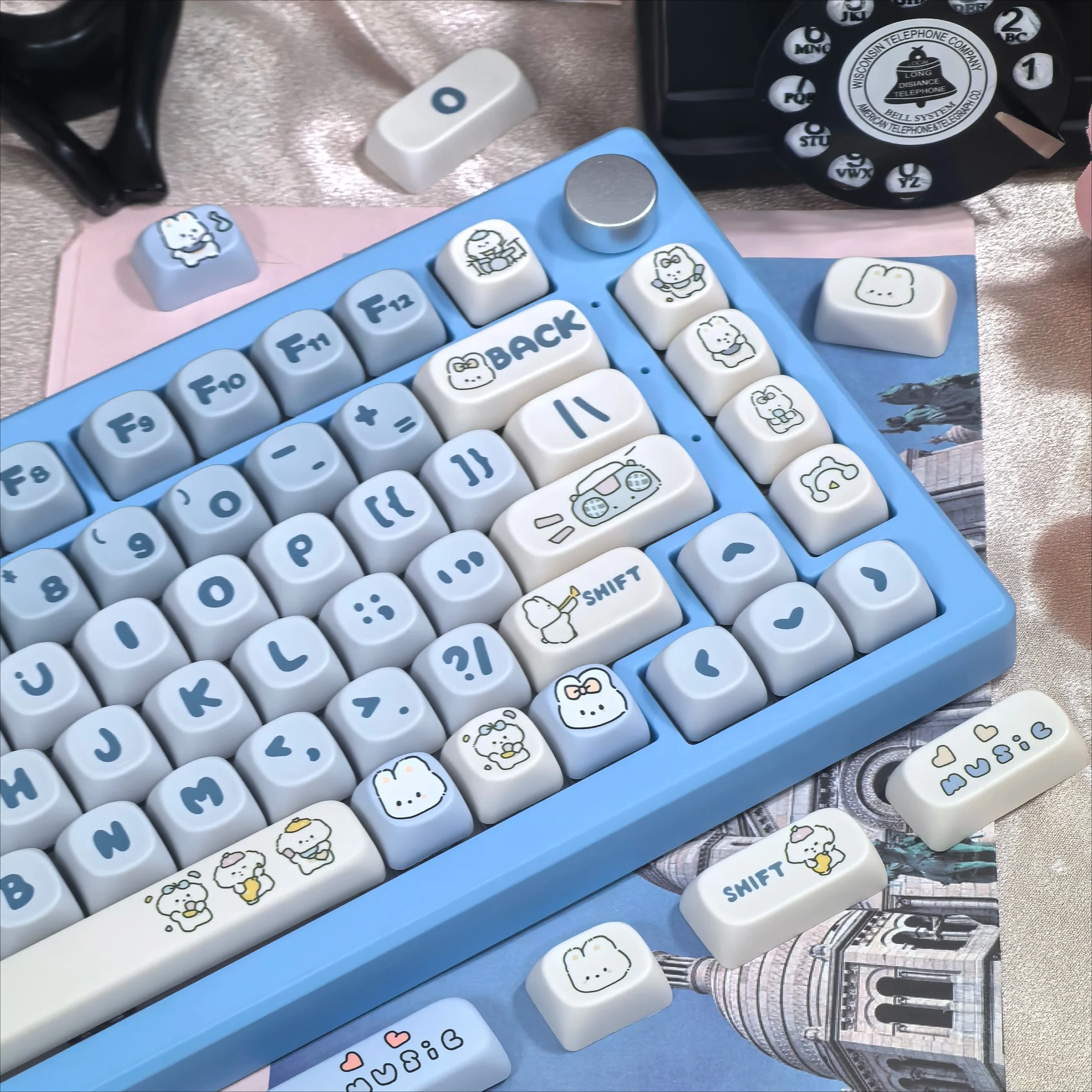 MOA Keycap BIG SALE Rabbit Puppy Spotted Cartoon Keycap Blue 136 Keys PBT For  Diy Keyboard Cute Keycap
