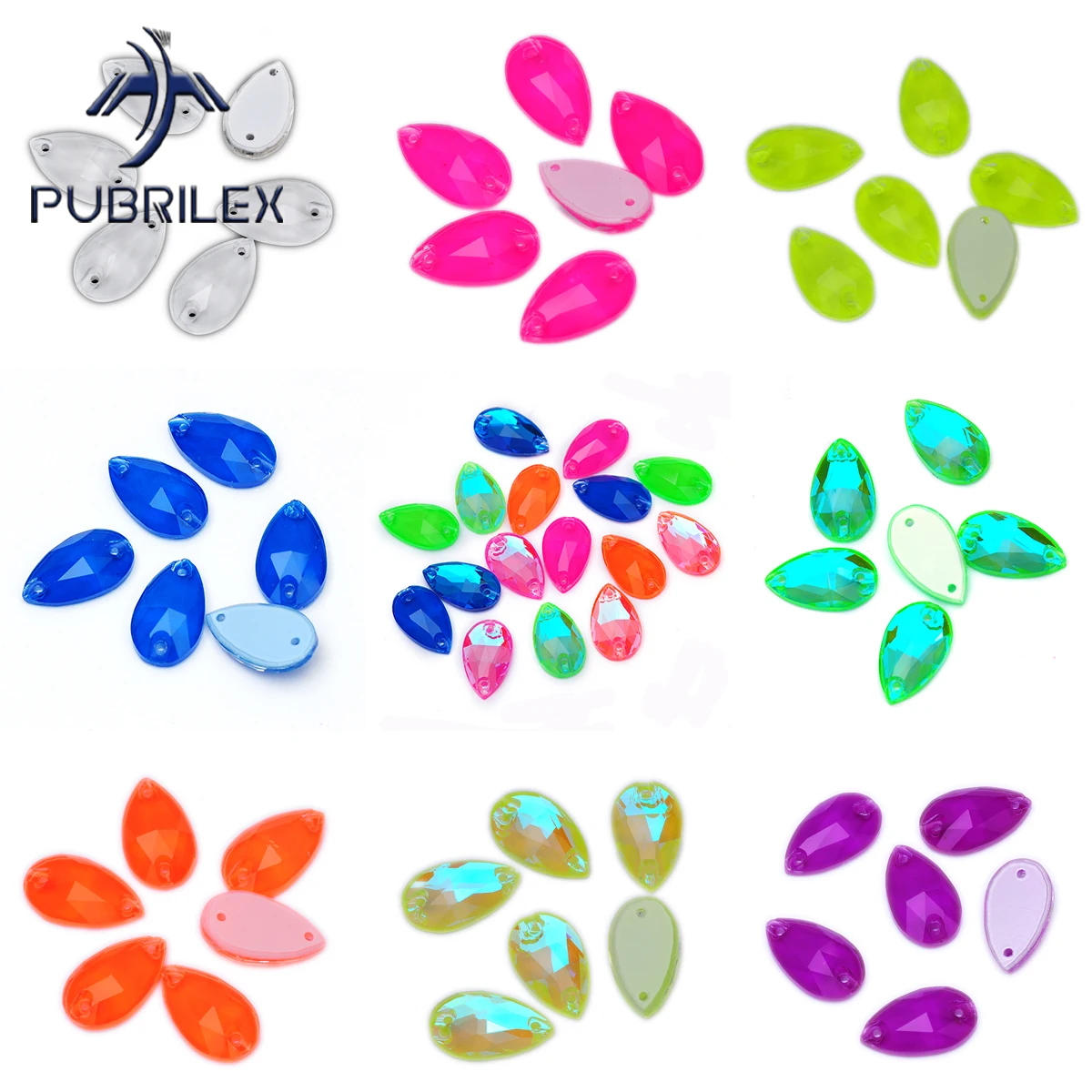 

PUBRILEX 3230 Drop All Color Top Pear Droplet High Crystal Sew On Crystal DIy Gems Needlework Rhinestones Decor For Clothing