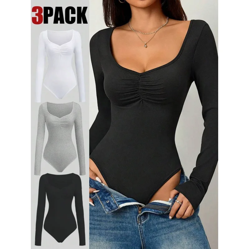 

Slim Fit Square Neck Bodysuit Low Waist Short Pants Women's Jumpsuit X 51113 Fashionable Comfortable One-Piece Suit