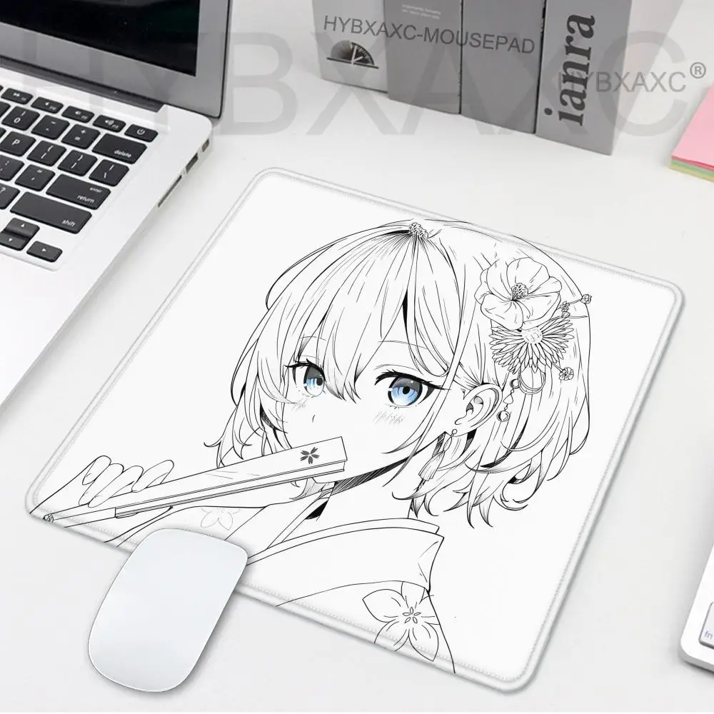 

Aesthetics Line art Anime Girl PC Gaming Office Dark Accessory Calligraphy Mouse Pad 45x40cm Speed E-Sports Waterproof Desk Mats