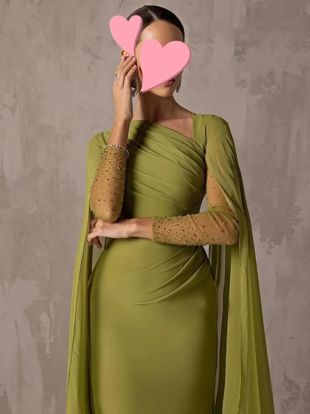

Elegant Green Saudi Arabia Evening Dresses Beading Ruffle Customized Formal Occasion Prom Dresses Formal Occasion