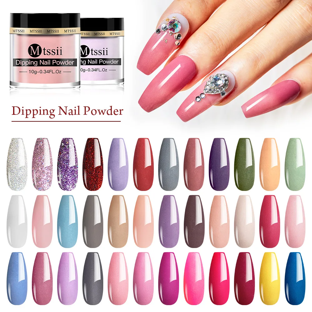 Mtssii 5/10g Dipping Nail Powder Gradient French Nails Nude Pink Glitter Powder Nature Dry Without Lamp Cure Nail Art Decoration